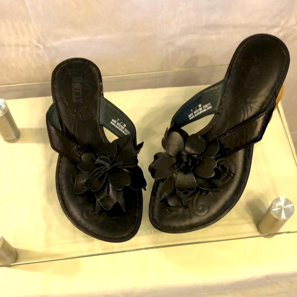 New Born Black Leather Sandals